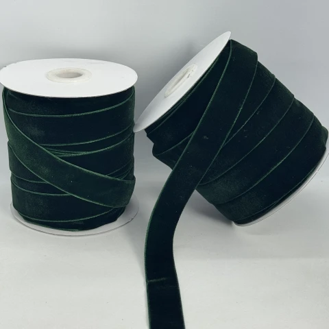 Стрічка оксамит 2 см (25 ярдів/22,75 м.), 93 темний зелений