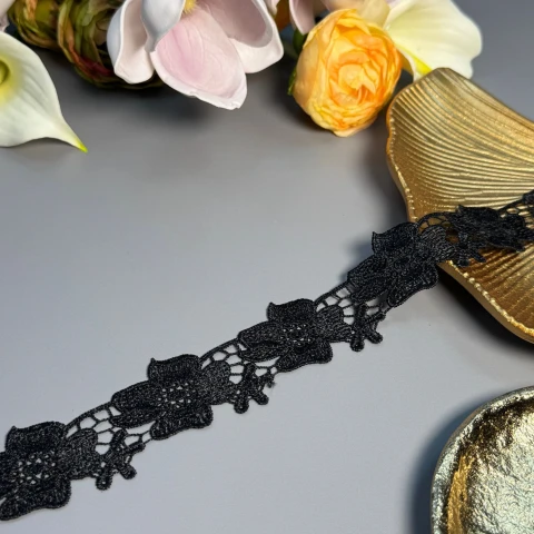 Мереживо поліестер ВВ202905а 4 см.(30 ярдів/27.3 м.), чорний