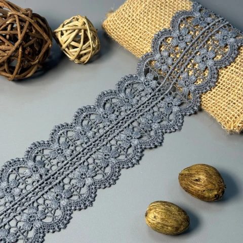 Кружево полиэстер 171 7 см.(19.7 метров), сірый