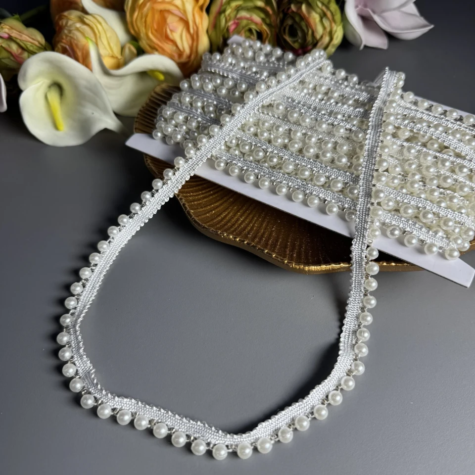 Кант з перлинами білий (10 ярд/9.1 м.), білий