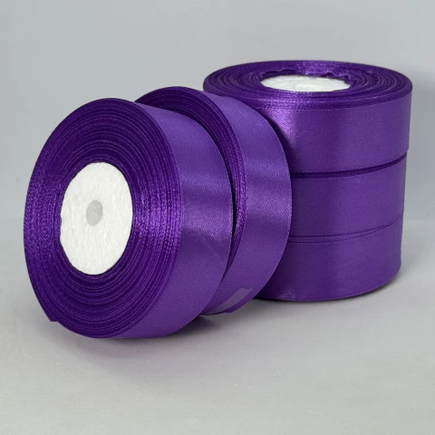 Стрічка атласна 2.5 см (5*36 ярдів), 46 фіолетовий-баклажановий