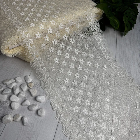 Мереживо стрейч (1116) 21 см (25 м.), молочний