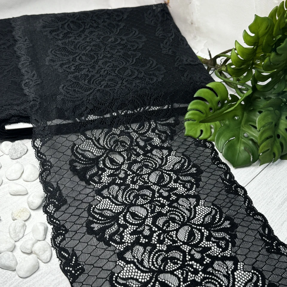 Мереживо стрейч (1119) 21 см (25 м.), чорний