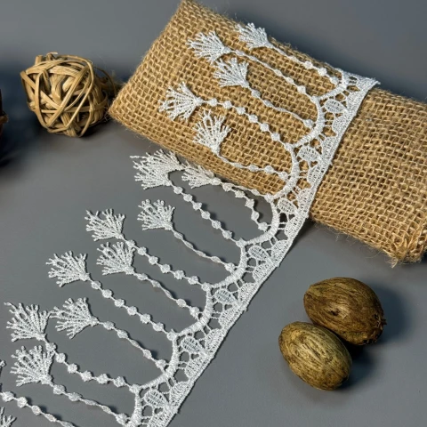 Мереживо поліестер 125 9 см (10 метрів), молочний