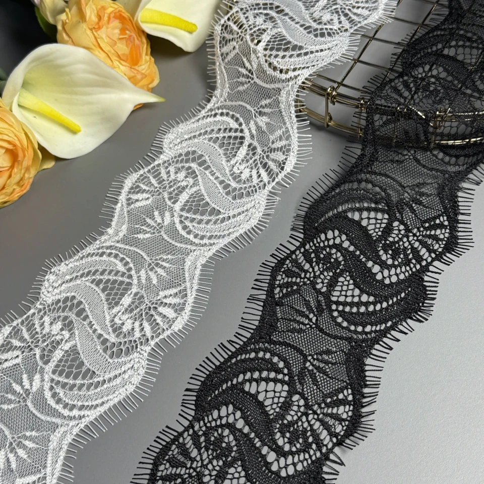 Мереживо французьке J73074 8 см. (10*3 м.), теплий білий