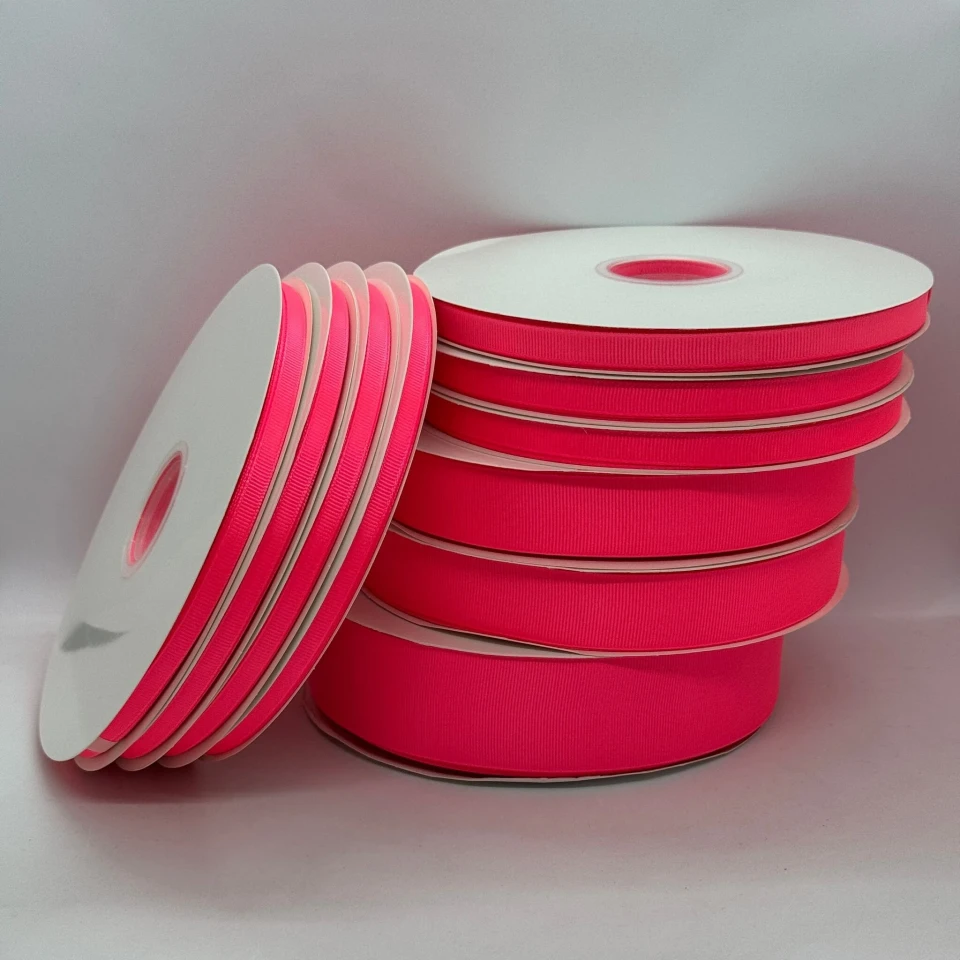 Стрічка репс 3,8 см (8*100 ярдів/91 м.), 1014 неон рожевий