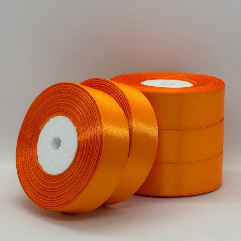Стрічка атласна 2.5 см (5*36 ярдів), 25 помаранчевий