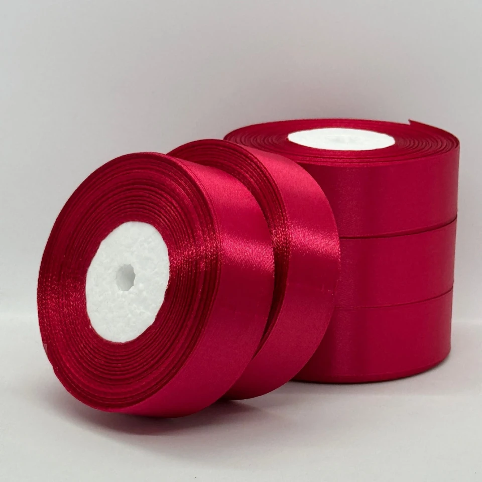 Стрічка атласна 2.5 см (5*36 ярдів), 72 світлий бордовий