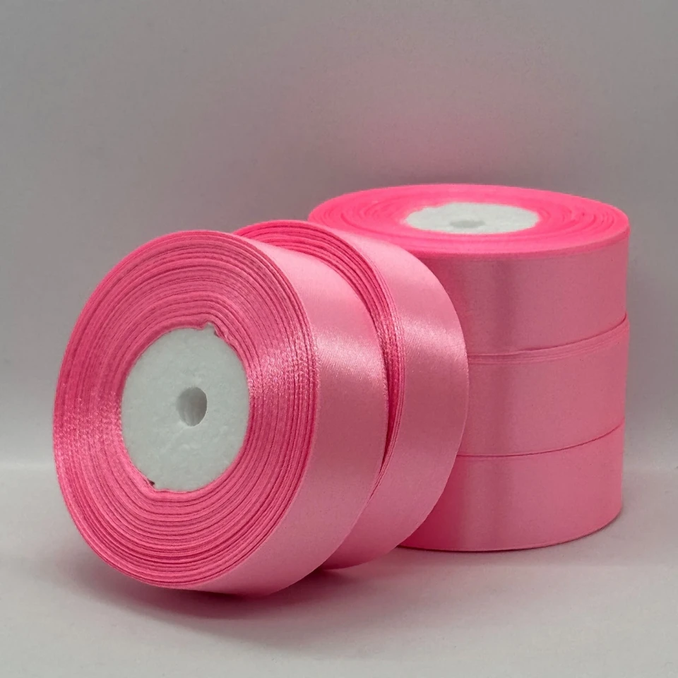 Стрічка атласна 2.5 см (5*36 ярдів), 147 китайський рожевий