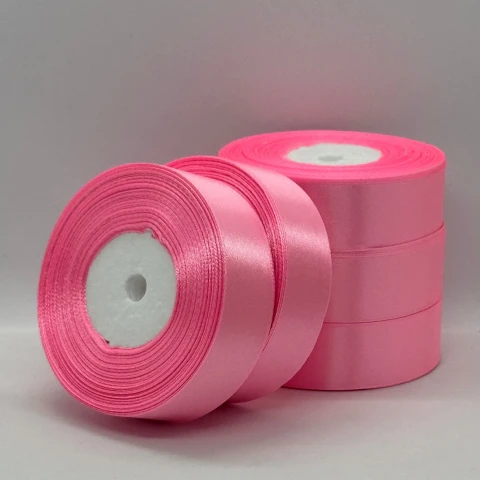 Стрічка атласна 2.5 см (5*36 ярдів), 147 китайський рожевий