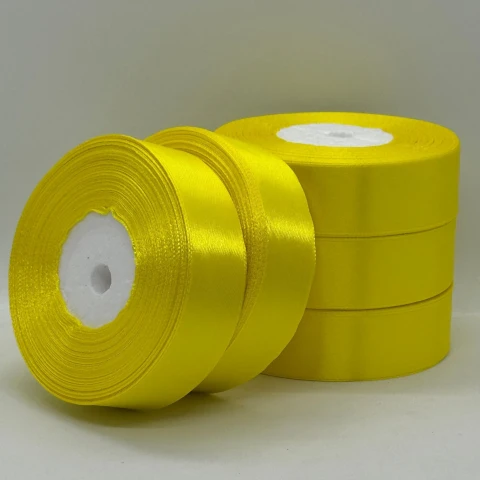 Стрічка атласна 2.5 см (5*36 ярдів), 189 лимонний