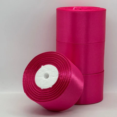 Стрічка атласна 5 см (4*36 ярдів), 130 горячо-рожевий