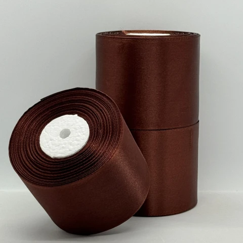 Лента атласная 7.5 см (3*36 ярдов), 70 шоколад