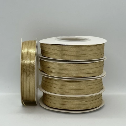 Стрічка атласна 0.3 см (5*100 ярдів), 186 золото