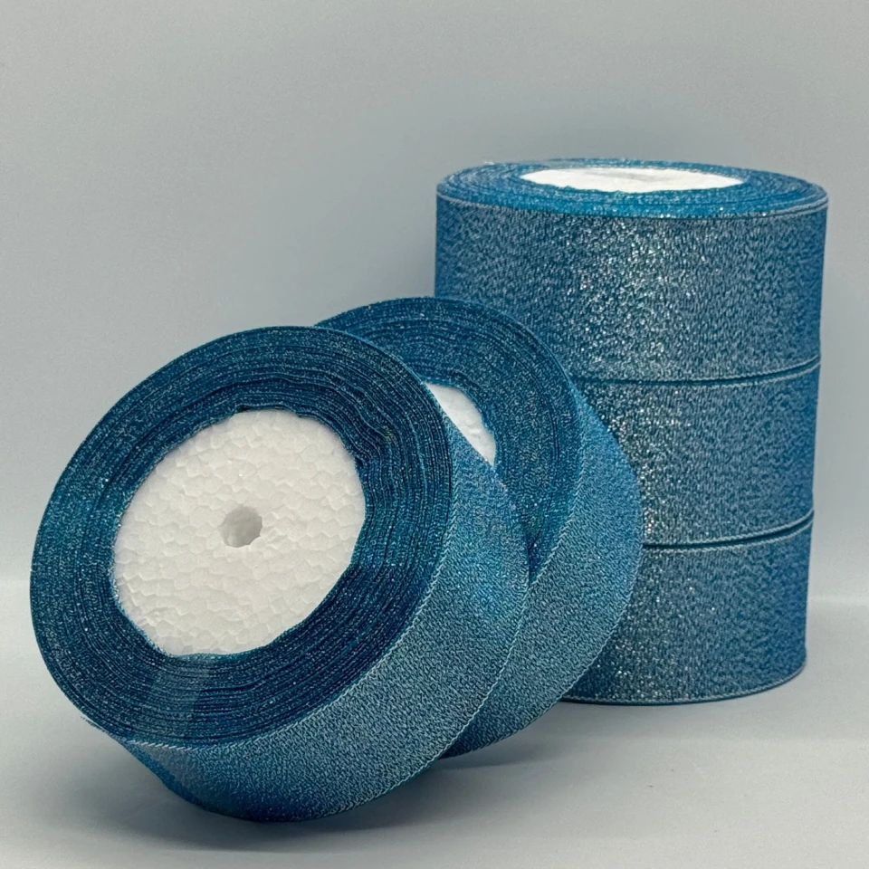 Тасьма парчева 4 см (5*25 ярдів/ 22,75 м.), 198 бірюза + срібло