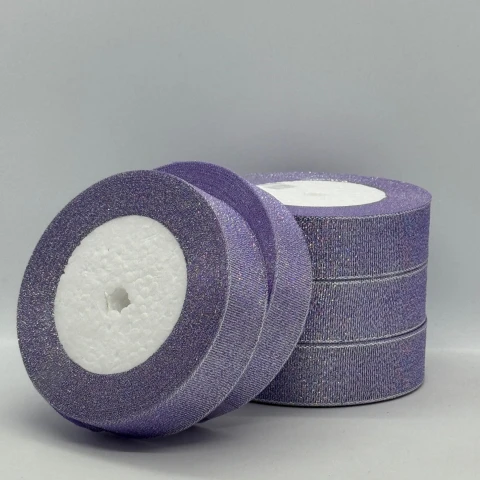 Тасьма парчева 2,5 см (5*25 ярдів/22,75 м.), 21 фіолетовий + срібло