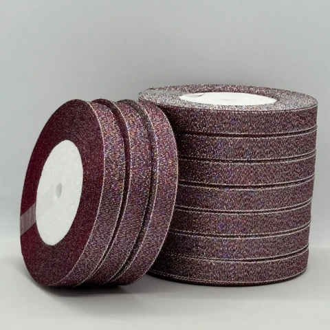 Тасьма парчева 1,2 см (10*25 ярдів/22,75 м.), 83 бордо + срібло