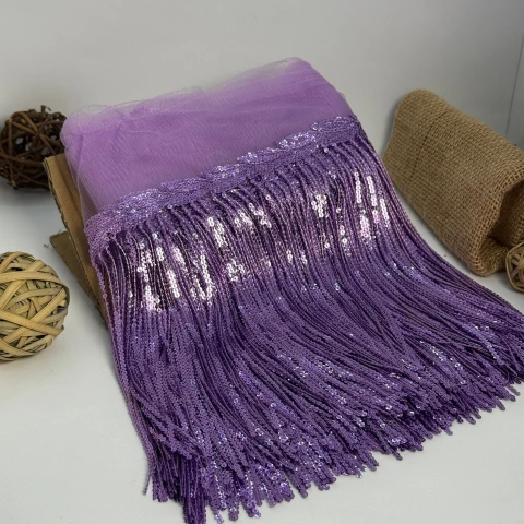 Бахрома танцювальна з паєткою 20 см (10 ярдів/9,14 м.), 34 фіалковий