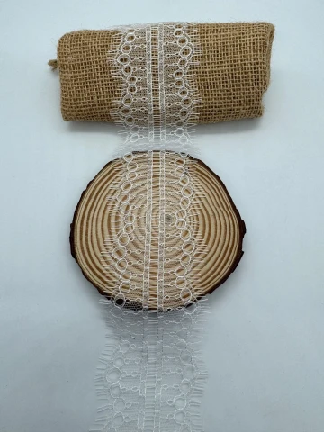 Мереживо французьке J73002 7 см (10*3 м.), J73002 теплий білий 7 см.