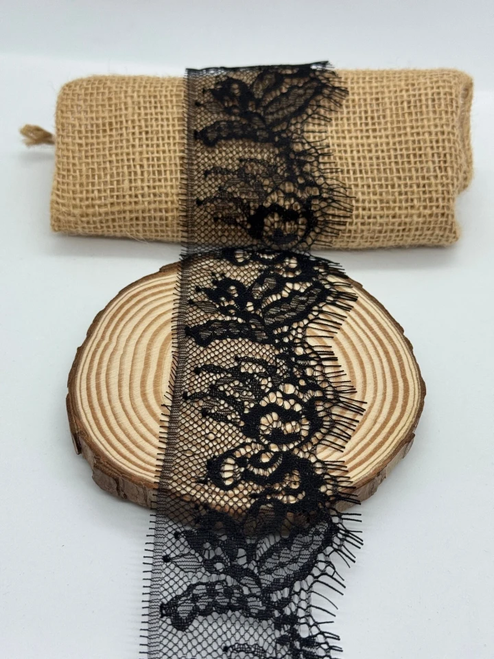 Мереживо французьке J73098 6 см. (10*3 м.), чорний