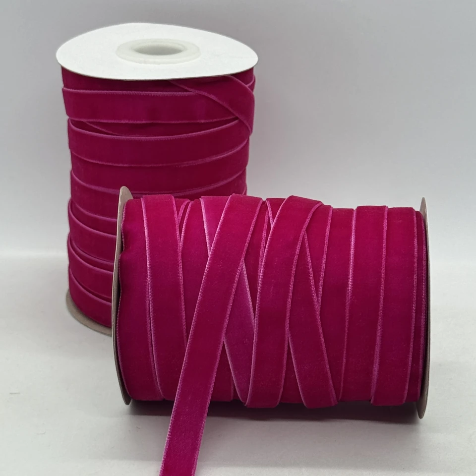 Стрічка оксамит 1 см (25 ярдів/22,75 м.), 29 темний малиновий