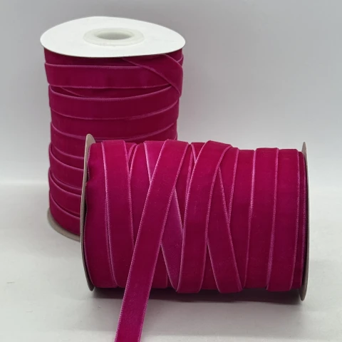 Лента бархат 1 см (25 ярдов/22,75 м.), 29 тёмный малиновый