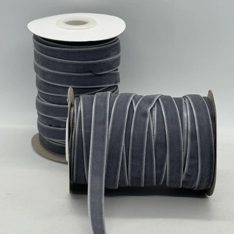 Лента бархат 1 см (25 ярдов/22,75 м.), 89 серый