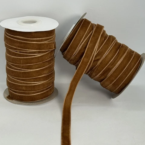 Лента бархат 1 см (25 ярдов/22,75 м.), 87 коричневый