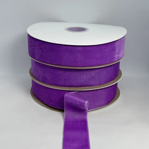 Стрічка оксамит 3.8 см (25 ярдів/22,75 м.), 14 світлий фіолетовий