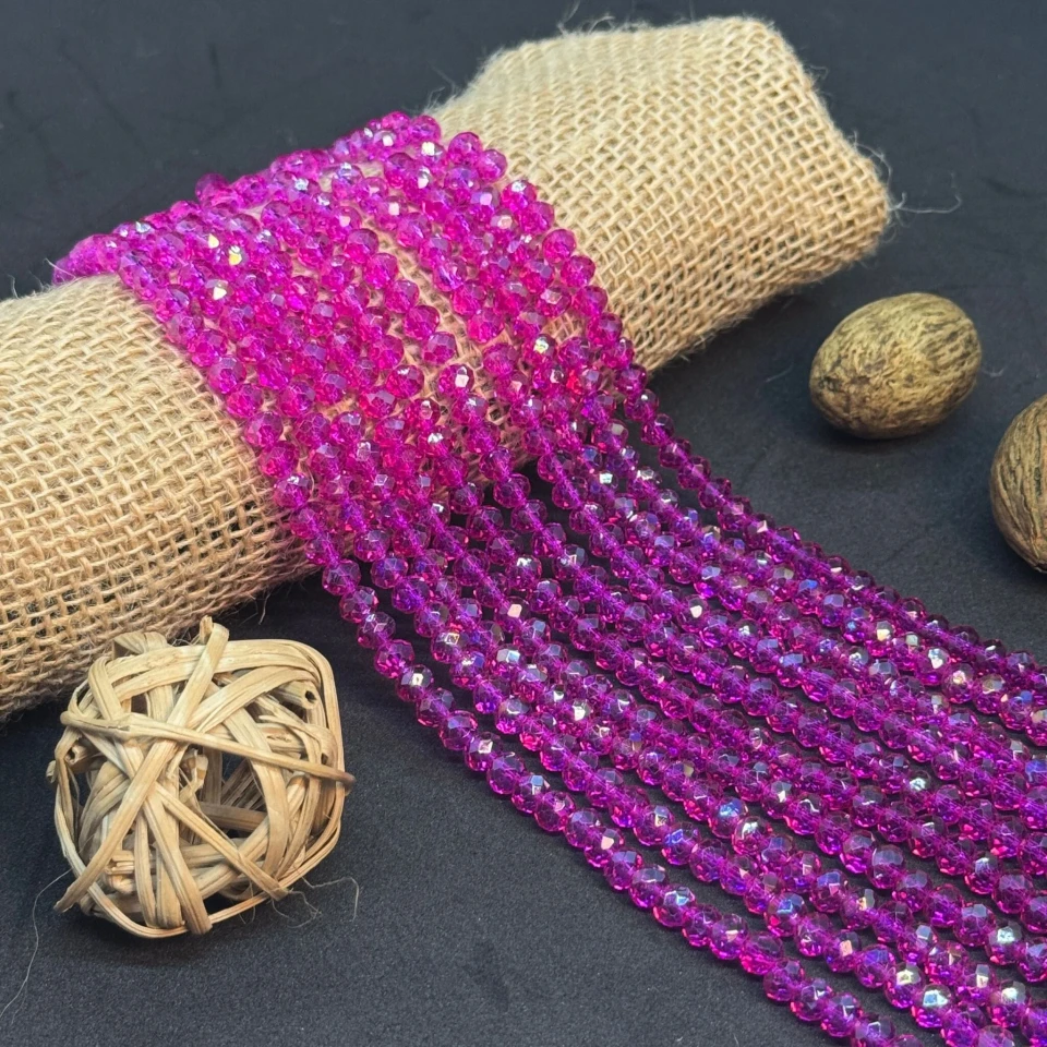 Хрусталь на нитці 6 мм (10*83 шт.), М204 малиновий