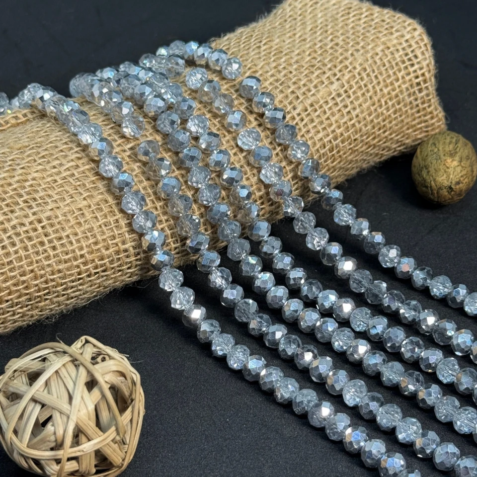 Хрусталь на нитці 8 мм (10*63 шт.), М093 сірий