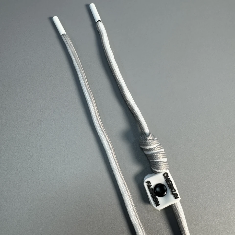 Шнурок в штани CHEBKUN (140 см), сірий+білий