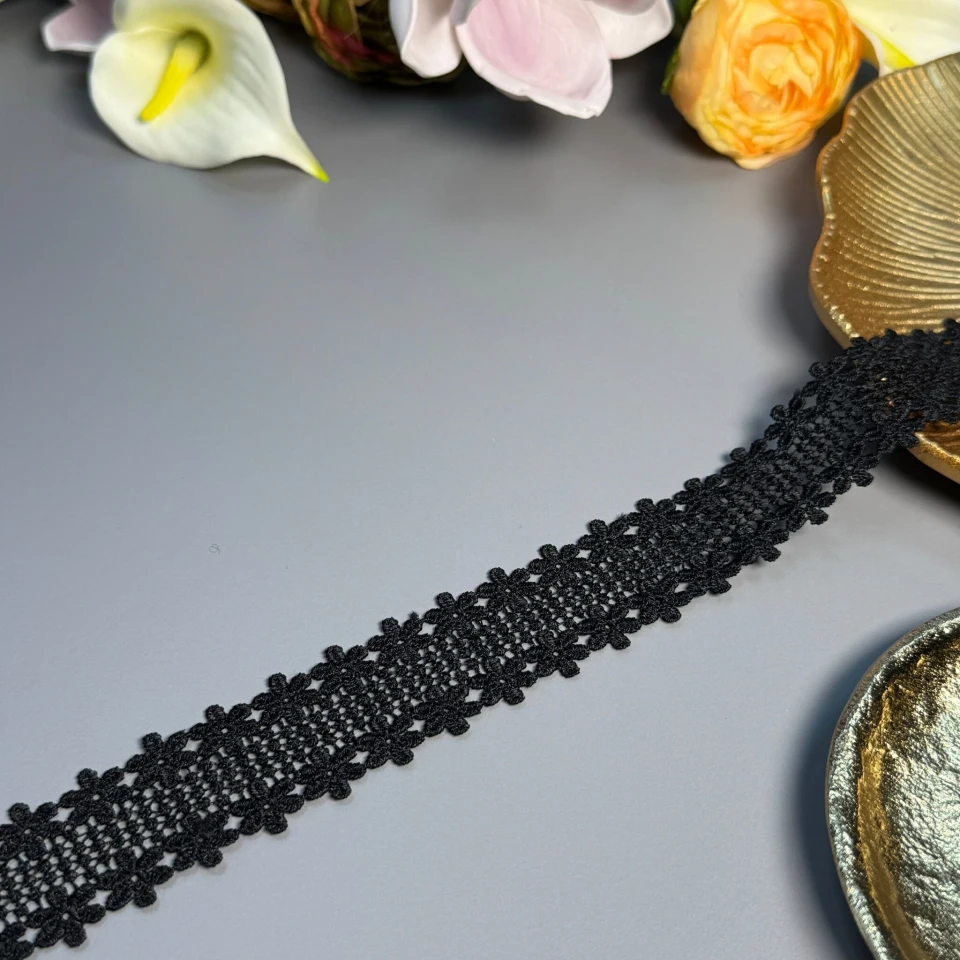 Мереживо поліестер ВВ103518а 3 см.(30 ярдів/27.3 м.), чорний