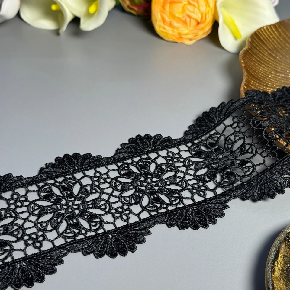 Мереживо поліестер ВВ203058 9 см.(15 ярдів/13.5 м.), чорний