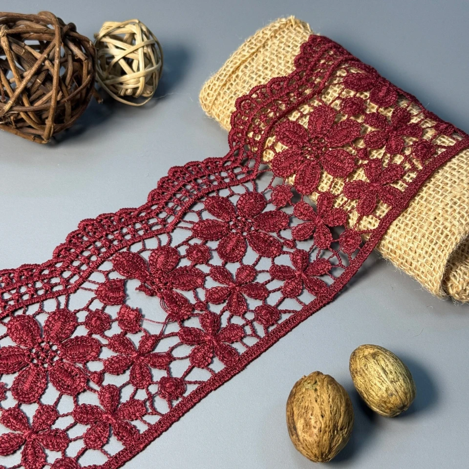 Мереживо поліестер 147 10 см.(19.8-20 метрів), бордовий (19.8 метрів)