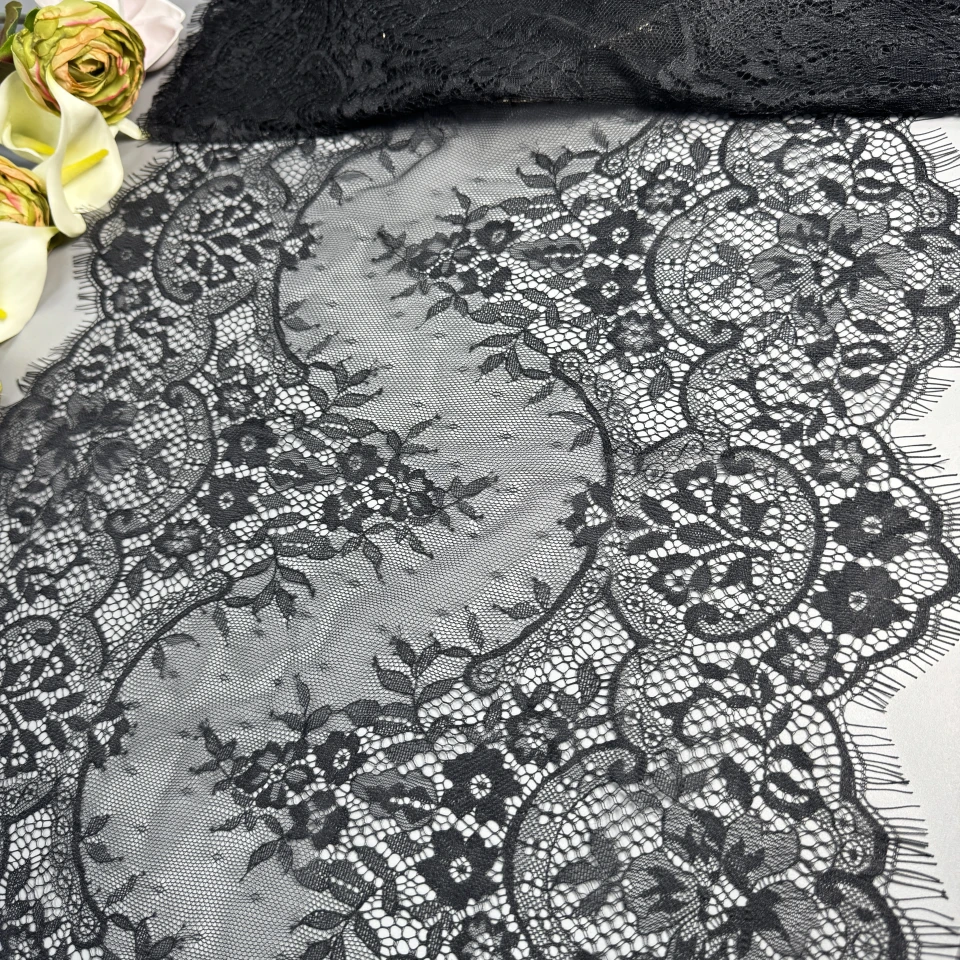 Мереживо французьке 60038 43 см. (10*3 м.), чорний