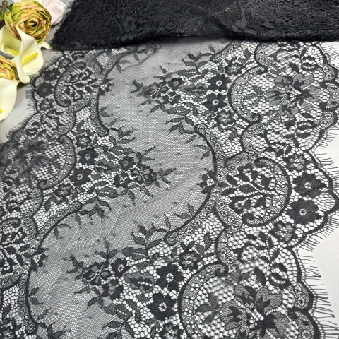 Мереживо французьке 60038 43 см. (10*3 м.), чорний