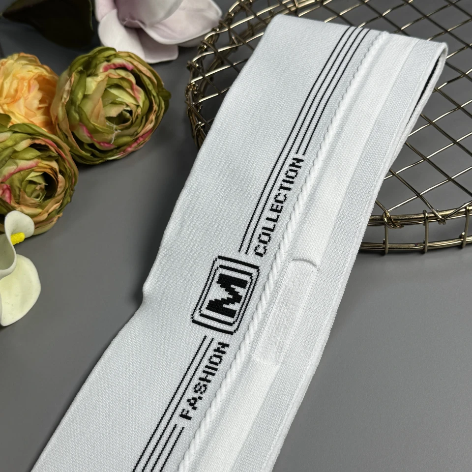 Пояс трикотажний довяз "М" FASHION COLLECTION (8.5 см*90 см), білий+білий