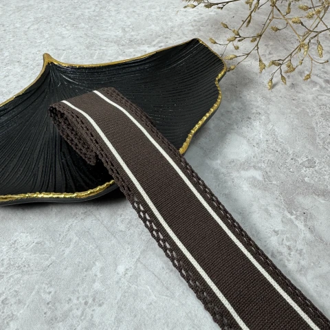 Лампас трикотажный 4 см «двойной акцент»(50 м), шоколад