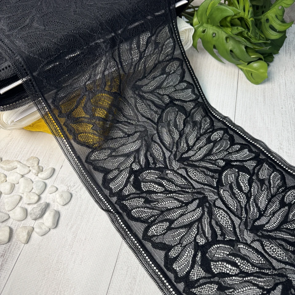 Мереживо стрейч (1111) 21 см (24 м.), чорний