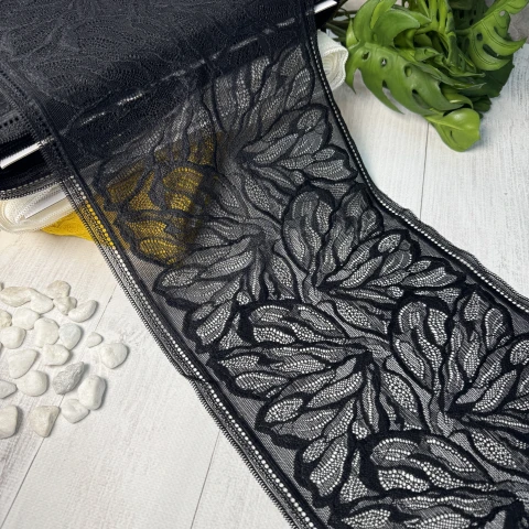 Мереживо стрейч (1111) 21 см (24 м.), чорний