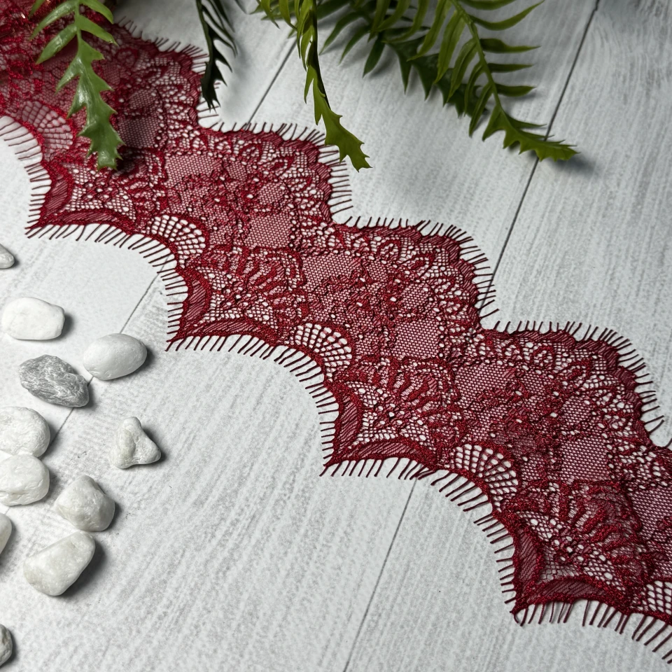 Мереживо французьке J73087 11 см. (10*3 м.), бордовий