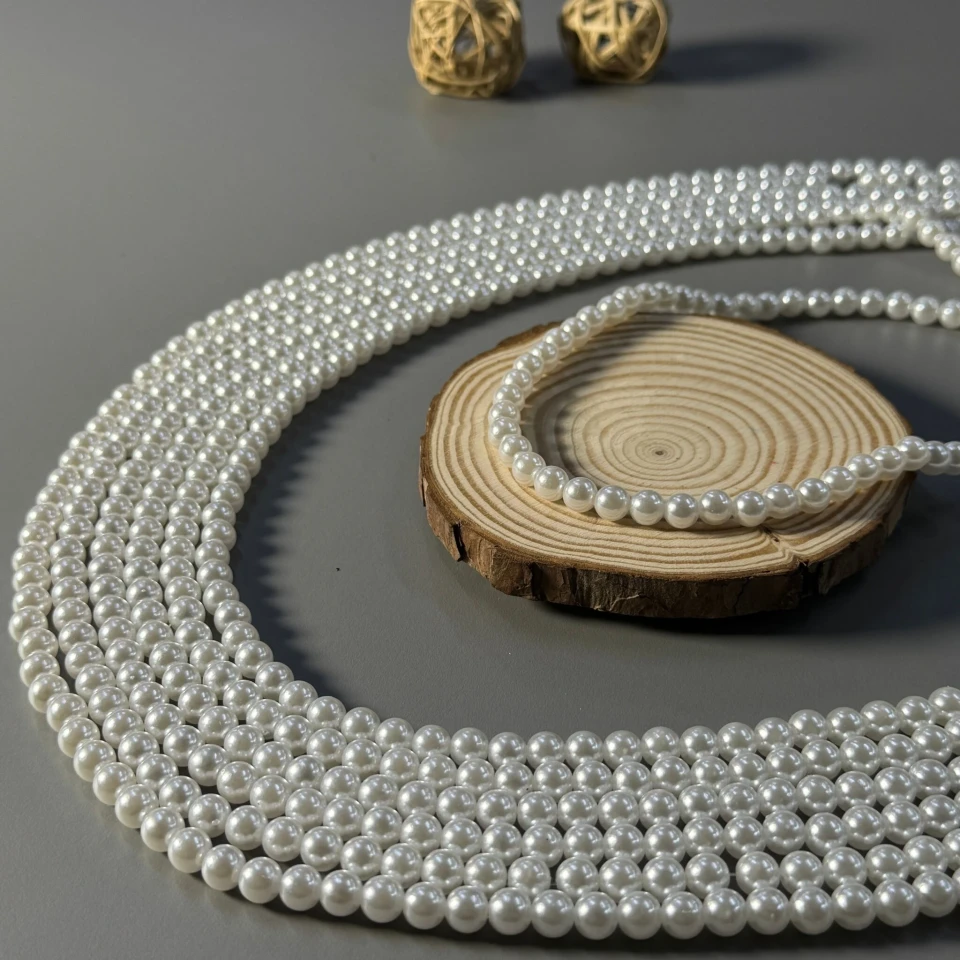 Перли на нитці 8 мм 1 кг, білий