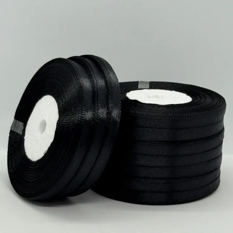 Стрічка атласна 0.6 см (10*36 ярдів), чорний 39