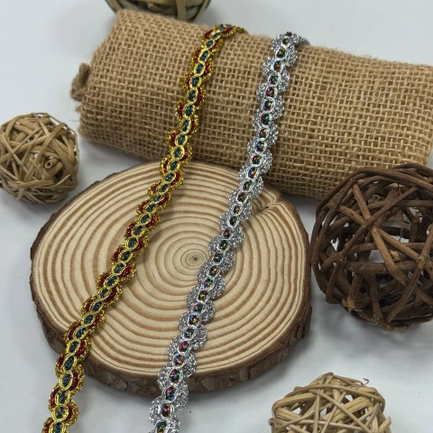 Тасьма люрекс 9530 (20 ярдів/18,28 м.), золото+колір