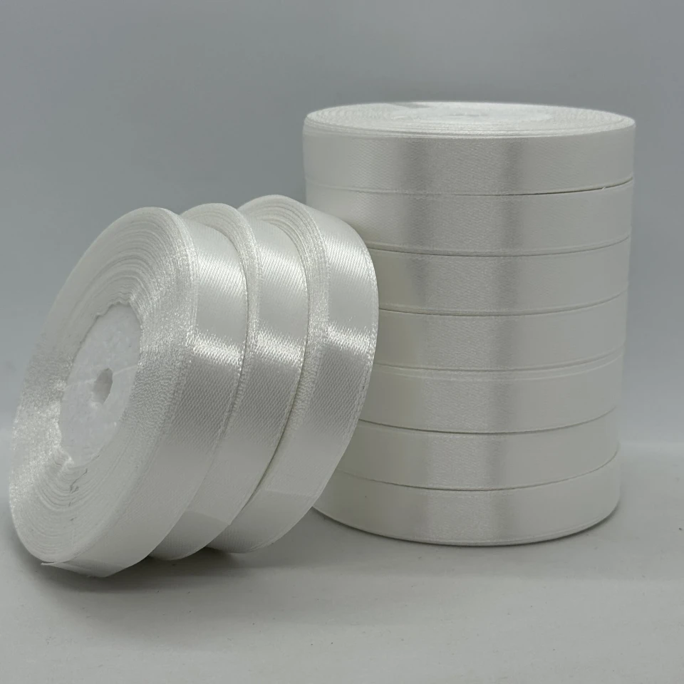 Стрічка атласна 1.2 см (10*36 ярдів), білий