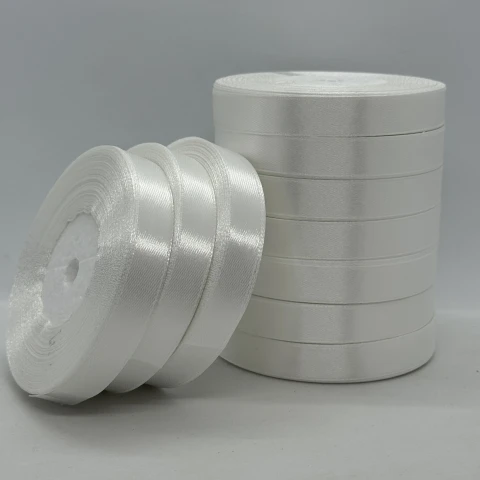 Стрічка атласна 1.2 см (10*36 ярдів), білий