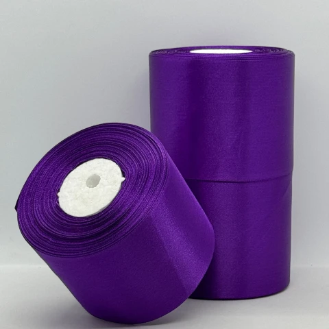 Стрічка атласна 7.5 см (3*36 ярдів), 35 баклажан