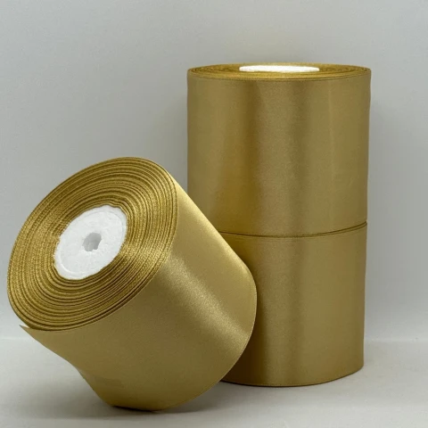 Лента атласная 7.5 см (3*36 ярдов), 186 золото