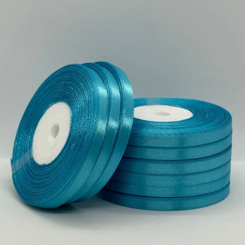 Стрічка атласна 0.6 см (10*36 ярдів), 20 синій бірюза